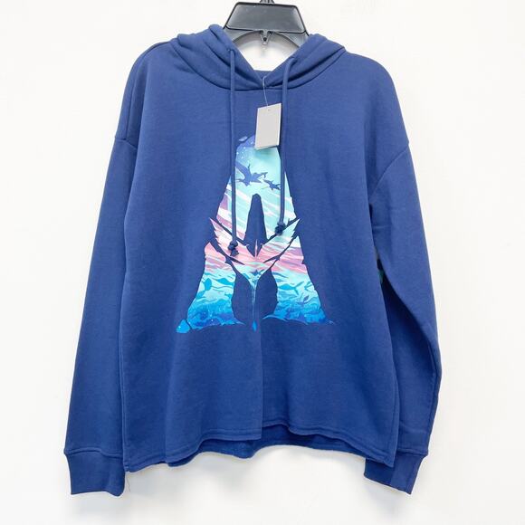 Avatar Long Sleeve Graphic Print Hoodie Medium Blue Cotton/Polyester Blend - Picture 1 of 4